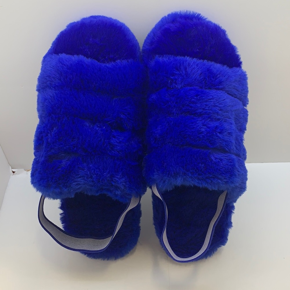 Royal Blue faux fur comfortable sandal slide
